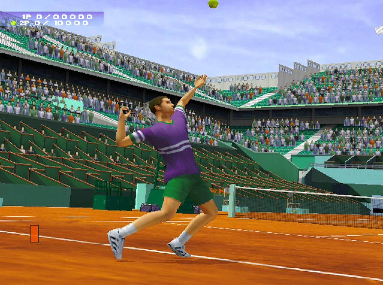 [16/07/2002] Der rote Balken unten links zeigt wie bei Virtua Tennis die Schlagkraft an.
